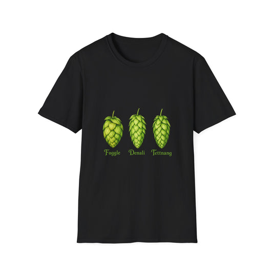 Hop Varieties T-Shirt — Fuggle, Denali & Tettnang Hops Beer Lover Tee