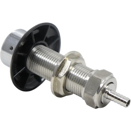 Stainless Beer Faucet Shank | 3 in. | Hex Nut & Barb